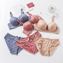 Load image into Gallery viewer, Lace Wired Flower Design Medium Padded Bra &amp; Panty Set
