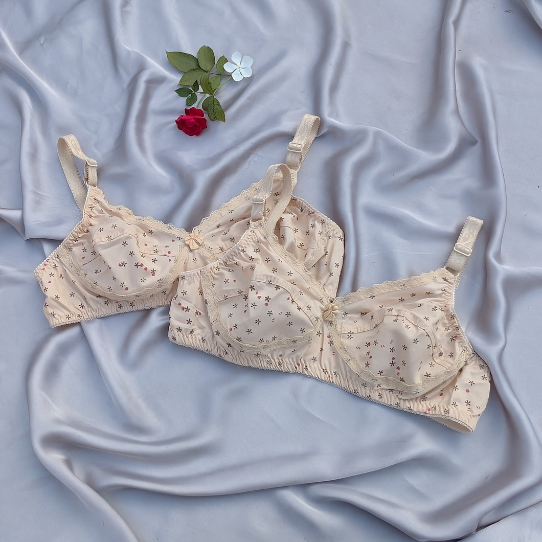 Lace Cotton Dotted Non Padded Bra