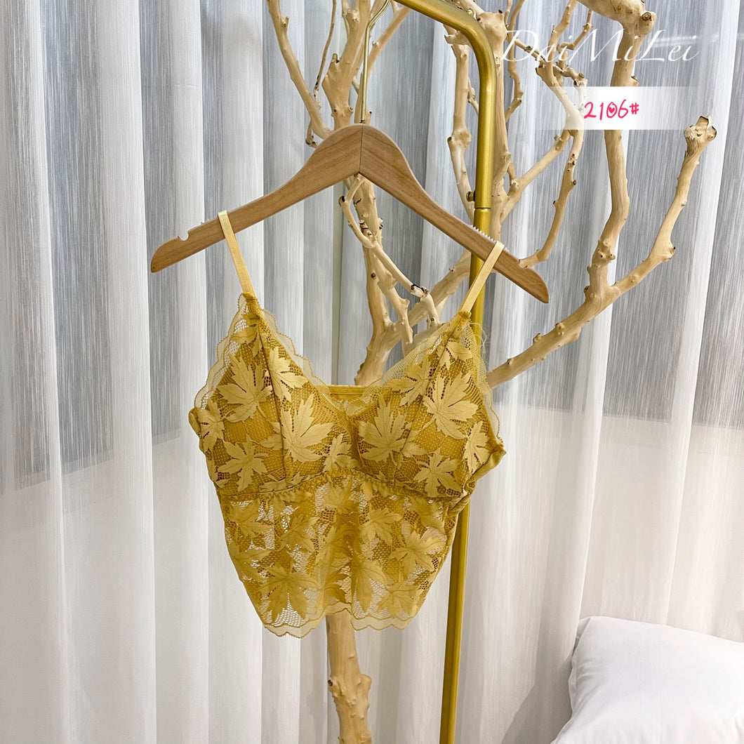 Leaf Padded Short Net Camisoles With Removeable Pads
