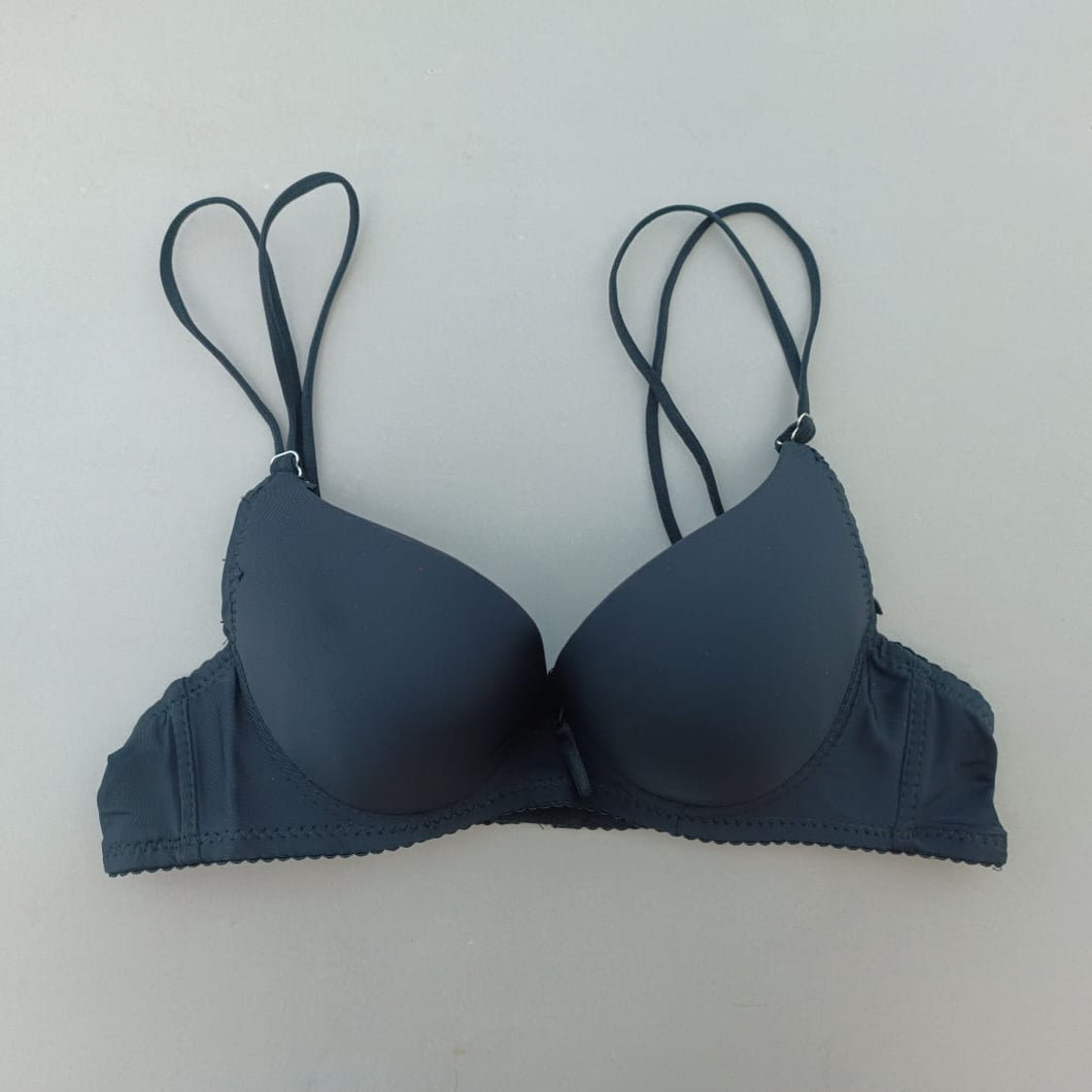 Double Stripped Wired  Bow Padded Bra with Removeable Straps