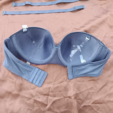 Load image into Gallery viewer, Transparent Stripped Half Cup Wired Pushup Bra with Removeable Straps
