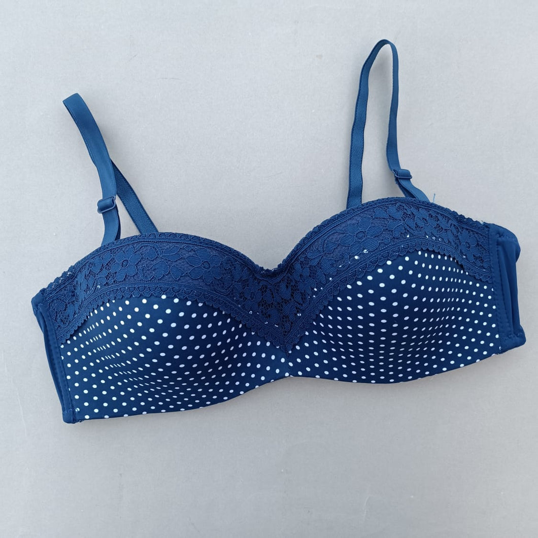 Transparent Stripped Half Cup Wired Pushup Bra with Removeable Straps
