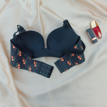 Load image into Gallery viewer, Black Orange Foamy Flower Soft &amp; Smooth Padded Bra
