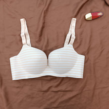 Load image into Gallery viewer, Yellow White Stripped Foamy Single Padded Bra With Removeable Straps
