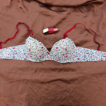 Load image into Gallery viewer, Thin Stripped Flowers Design Single &amp; Soft Padded Wired Pushup Bra Set With Removeable Strips
