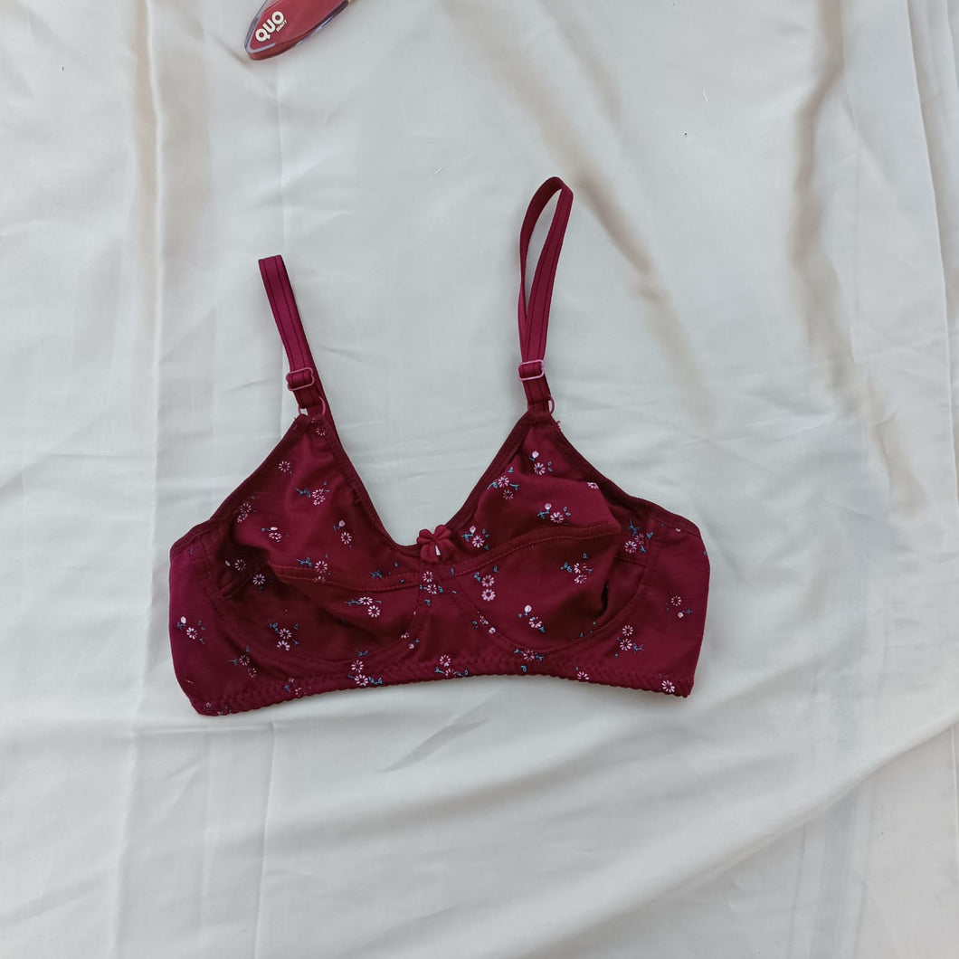 Small Flowers Simple Non Padded Basic Bra