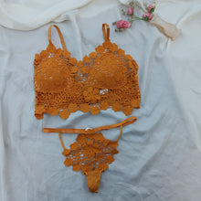 Load image into Gallery viewer, Flowers Crochet Bra &amp; Panty / Thongs Set
