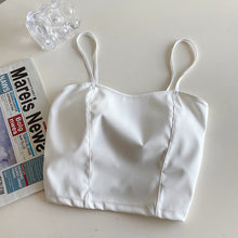 Load image into Gallery viewer, Retro Pu Leather  Camisole/ Tank Top  with Built-In Bra Pads
