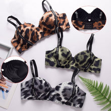 Load image into Gallery viewer, Hand Shape Cheetah Print Double Padded Seamless Half Cup Bra
