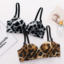 Load image into Gallery viewer, Hand Shape Cheetah Print Double Padded Seamless Half Cup Bra

