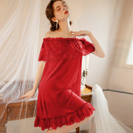 Off Shoulder Design Net Nighty (711)