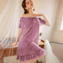 Load image into Gallery viewer, Off Shoulder Design Net Nighty (711)
