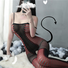 Load image into Gallery viewer, Red &amp; Black Full Body Stockings (8848)
