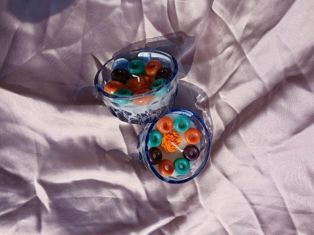 Ring & Flower Glass Candle