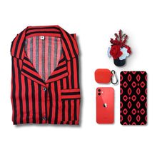 Load image into Gallery viewer, Red-Black Stripped Sleep Wear
